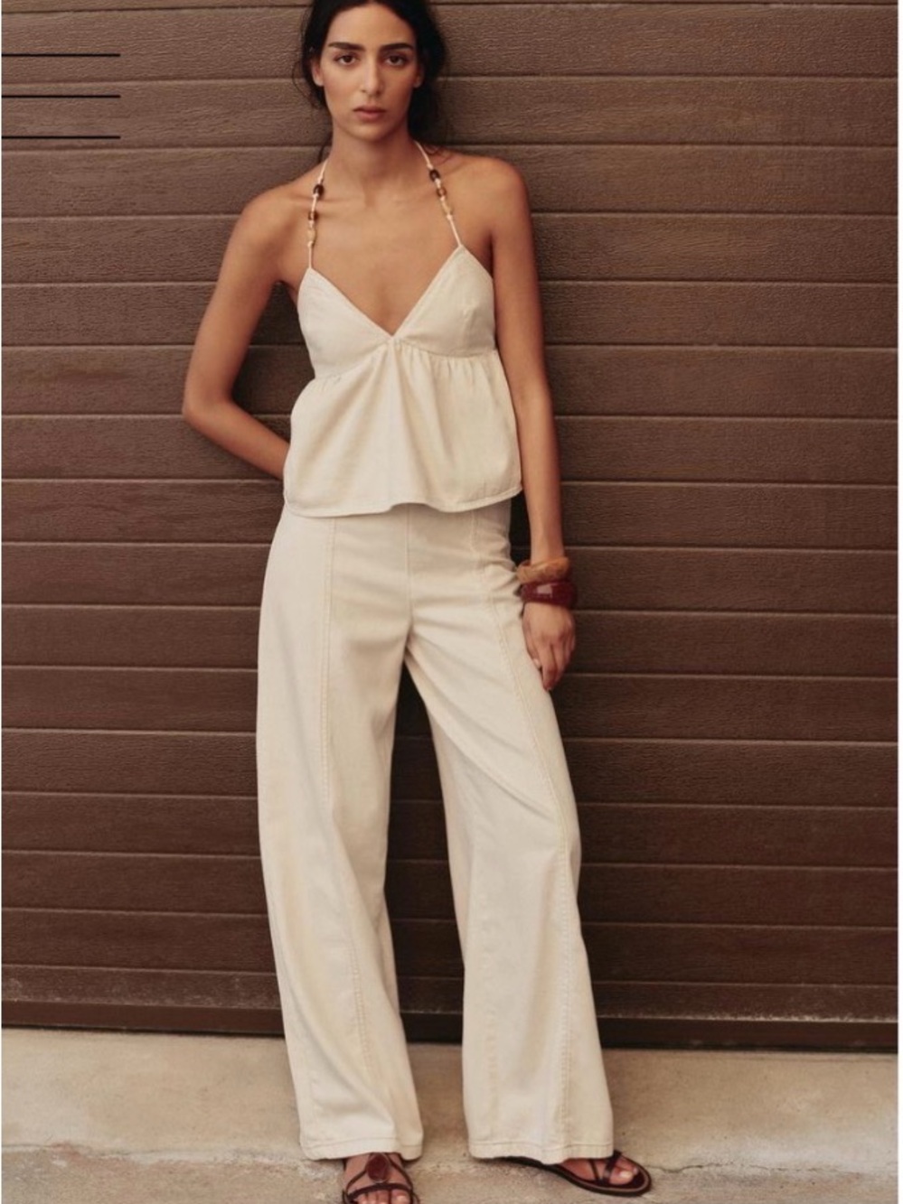 ZARA beaded denim halter top size medium